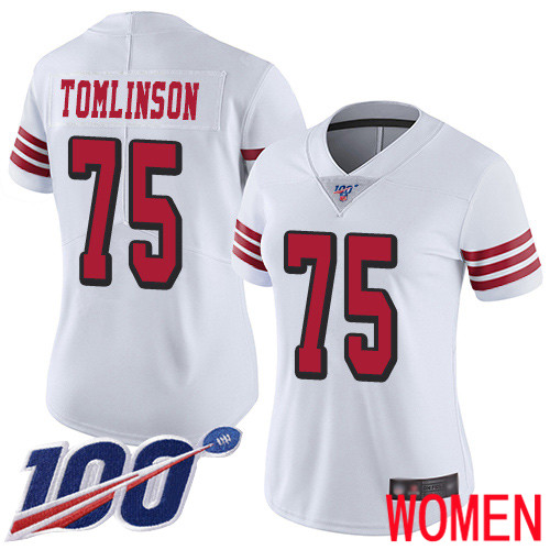 San Francisco 49ers Limited White Women Laken Tomlinson NFL Jersey #75 100th Season Vapor Untouchable Rush